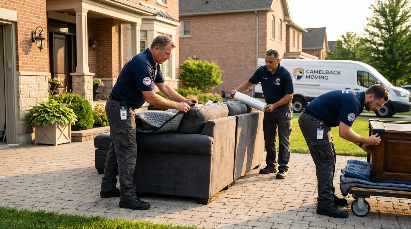 Large estate moving crew wrapping furniture in Toughkenamon, PA